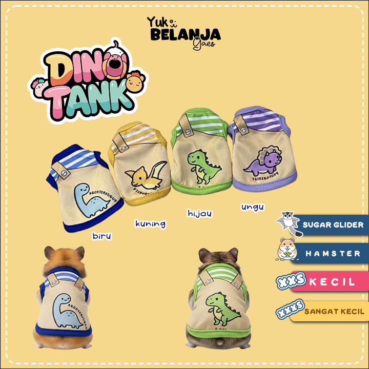 Baju Sugar Glider / Hamster Dino Tank size XXS dan XXXS!